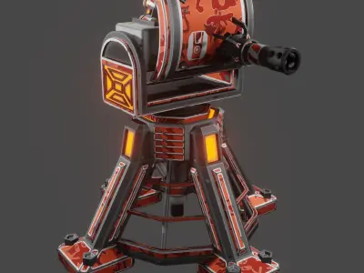 Missile Turret Low-poly 3D model purchase