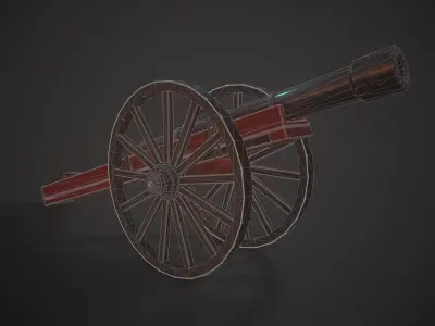 Stylized Medieval Cannon Low-poly 3D model purchase