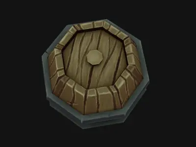 Wooden Handpaint Barrel for Games Low-poly 3D model
