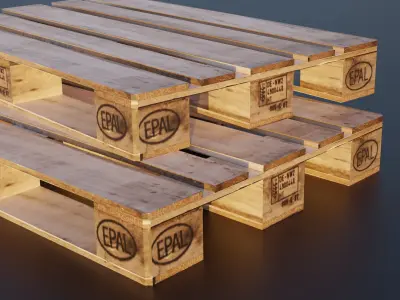 Realistic European Pallets in 3D Industrial Logistics Low-poly 3D model