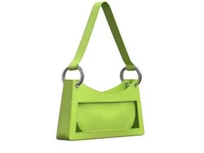 Yellowish green Leather Baguette Bag 3D model