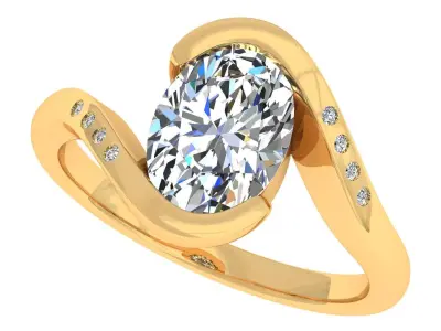 Oval Stone Bypass Ring 3D print model