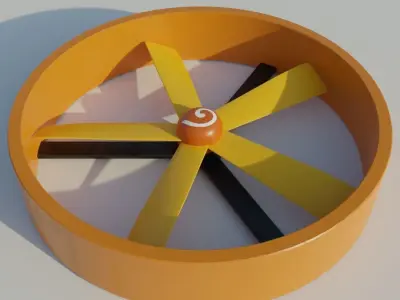 Turbine propeller wheel Low-poly 3D model