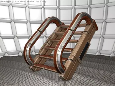 Wood Stairs - Construction Element 10 Low-poly 3D model