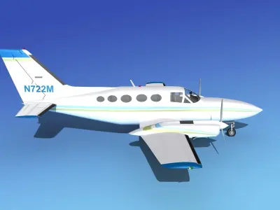 Cessna 414A Chancellor V07 3D model