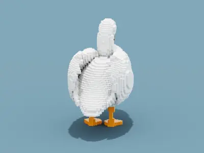 Voxel Swan Low-poly 3D model