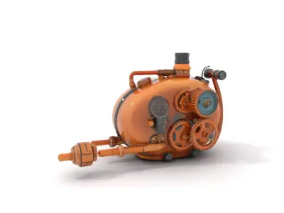 Steampunk Boiler with Mechanical Gears Model Pack Low-poly 3D model