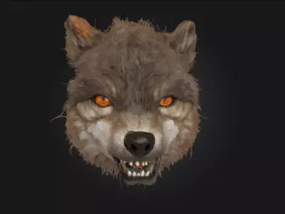 Ferocious Wolf Face  Intense Animal Bust Model for Fantasy 3D model