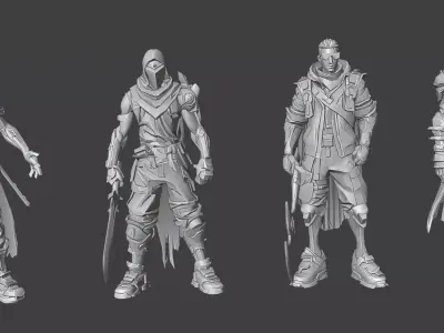 Cyberpunk Blade Enforcers LowPoly Low-poly 3D model