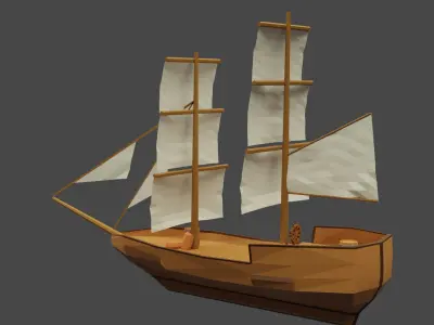 Polyart boat Low-poly 3D model