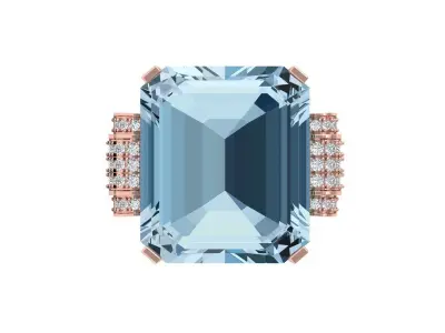Emerald Art Deco Ring 3D print model 33