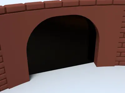 Cartoon Brick wall with Tunnels Low-poly 3D model purchase
