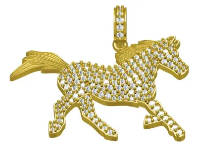 Antique Diamond Horse Pendant 3D print model