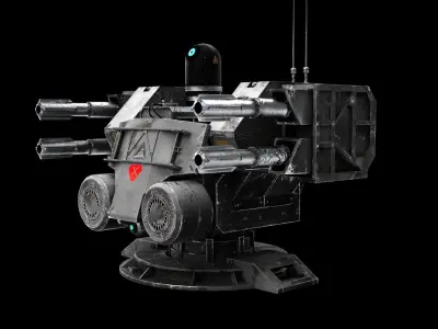 Sci-fi Turret Low-poly 3D model get