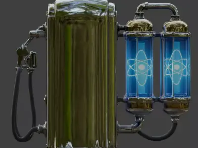 Atompunk Blue Plasma Fuel Pump Low-poly 3D model