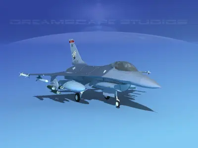 Gen Dyn F-16A Falcon V16 USAF 3D model