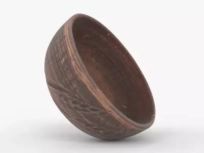 Photorealistic 3D scan of deep clay bowl plate  Low-poly 3D model