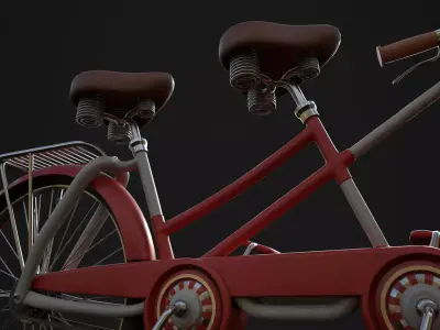 Vintage Tandem Bicycle with Basket 3D model