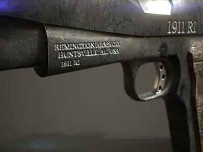 1911R1 Handgun Handle of Wood Version Low-poly 3D model