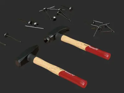 Hammers and Nails Pack Low-poly 3D model