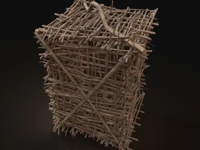 Next Gen AAA Animal Cage made of sticks Low-poly 3D model