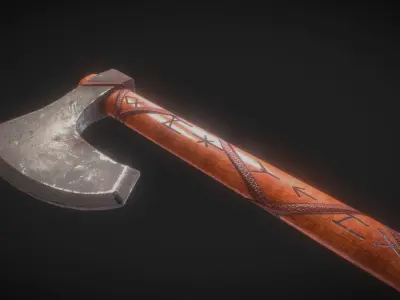 Battle Axe Low-poly 3D model 13