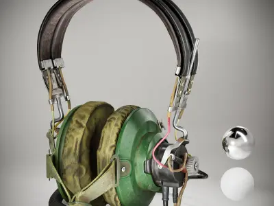 USSR headphones AG-2 Low-poly 3D model