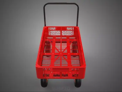 PUSH HAND CART HANDLE CRATE NET BASKET WAGON TROLLEY POLY TRAY 4 3D model