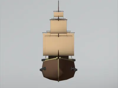 Low Poly Pirate Ship Low-poly 3D model