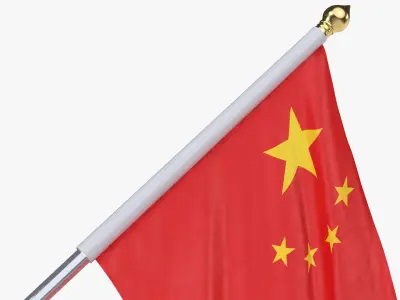 Peoples Republic of China Cloth Flag Wall Mount Animated 3D model