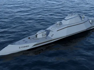 Futuristic Military Stealth Ship Low-poly 3D model