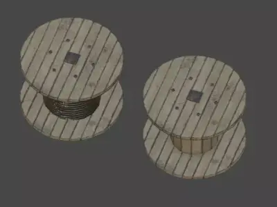 Cable Reels Low-poly 3D model