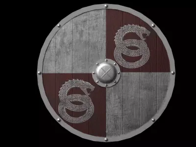 Wooden Shield Set Low-poly 3D model