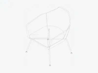 Chair - Simplicity - 4 Leg Metal Low-poly 3D model