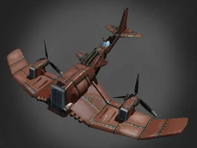 Cartoon Airplane Low-poly 3D model get