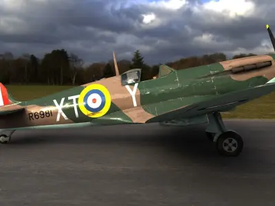 SPITFIRE MK IA 603rd Squadron Low-poly 3D model