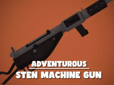 Adventurous - Sten Machine Gun - Rigged Animated Low-poly 3D model
