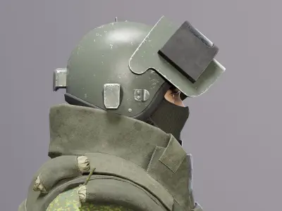 Modern Russian Soldier Low-poly 3D model get