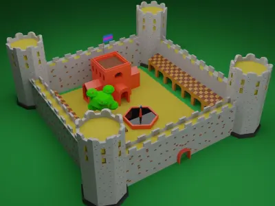  Fortress medieval Low-poly 3D model