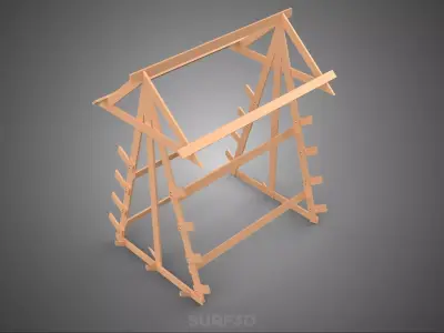 WOODEN WOOD STAND FRAME DISPLAY RACK STORAGE ARM SHELF DIY UNIT 3D model