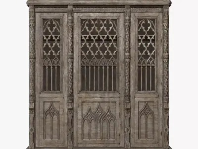 Gothic Bookcase Low-poly 3D model
