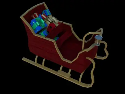 Santa sled low poly Low-poly 3D model