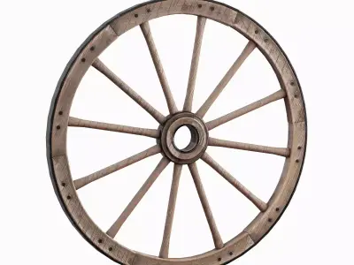 Vintage Wood Wheel 04 Low-poly 3D model