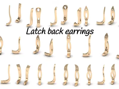 Latch back earrings 3D print model