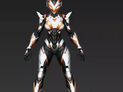 Female Fox Robot 3D model