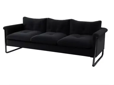 Modern Industrial Black 3 Seater Sofa Stylish Tufted Couch  Low-poly 3D model