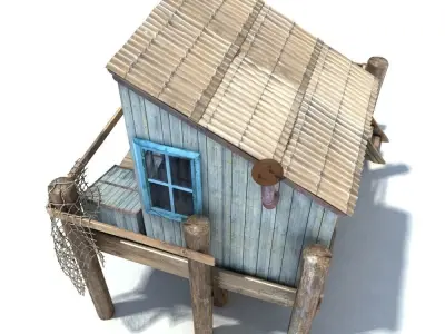 Fishing Cabin Low-poly 3D model