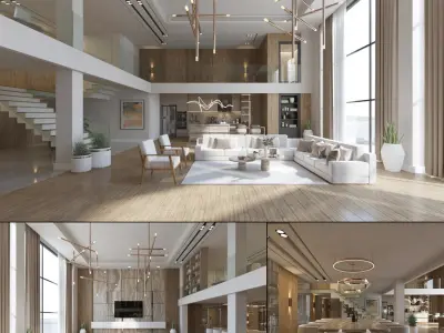 Luxury Modern Loft Villa Interior 3D model
