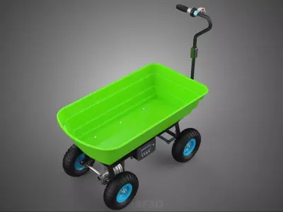 MOTORIZED ASSIST CARGO CART TROLLEY WHEELBARROW GARDEN WAGON BIN 3D model