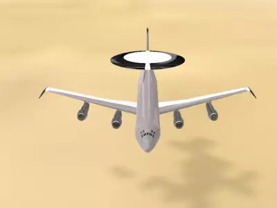 E-3 Style AWACS Radar Plane - Custom 1950s Aircraft Low-poly 3D model